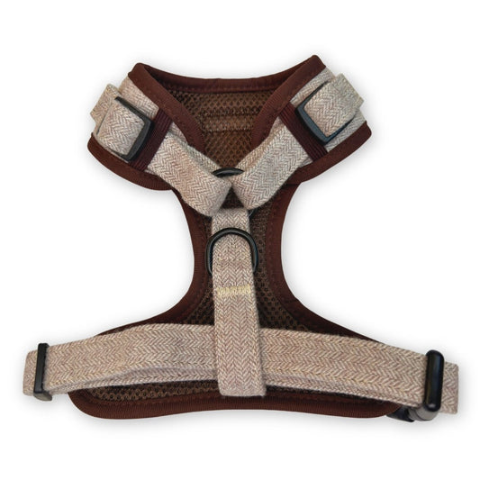 Tweed Adjustable Dog Harness - Brown
